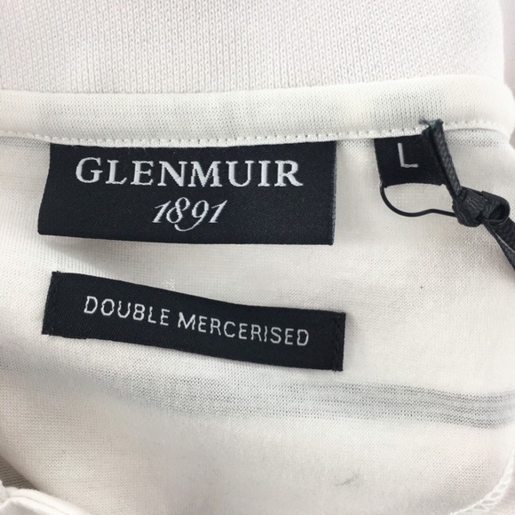 Glenmuir 1891 Men Polo Shirt Golf Performance White Blue Mercerised Cotton Sz L - Picture 10 of 11